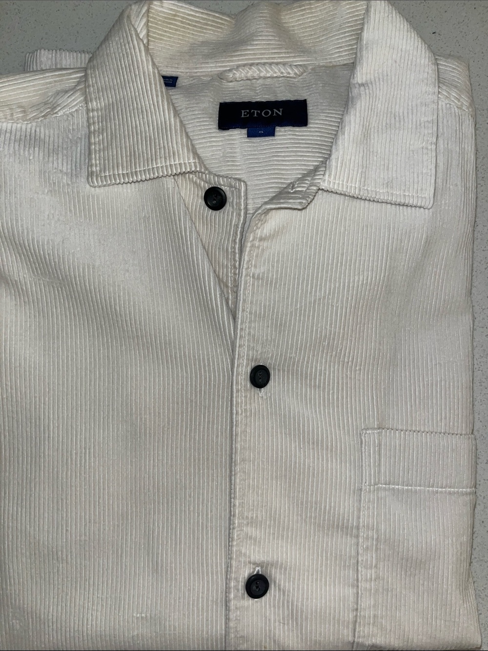 Eton Men's Cream Corduroy Shirt Jacket Size XL, like new.